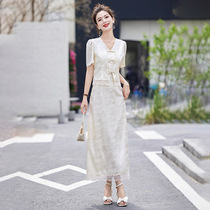 New Chinese style suit for women 2024 summer new temperament fashionable and elegant French romantic stitching two-piece skirt