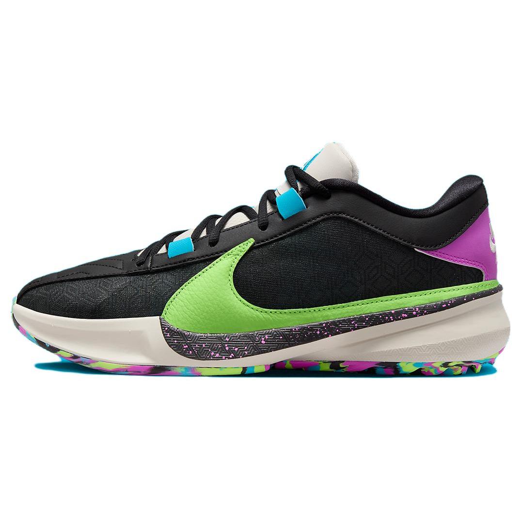 Nike Freak 5 字母哥5代 圆头系带 低帮 篮球鞋 男款 黑绿