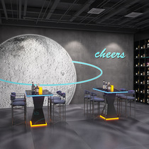 Industrial style moon surface cement wallpaper restaurant hot pot barbecue milk tea shop bar internet celebrity photo check-in wallpaper