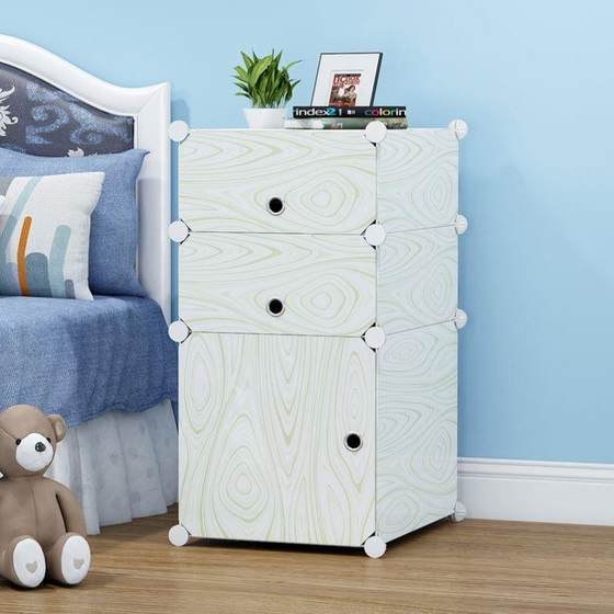 简易床头柜树脂收纳柜卧室储物柜整理柜多层床边小柜子