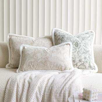 French retro jacquard pillow sofa living room lumbar pillow milk tea color cushion bed cushion vanilla green cushion bay window