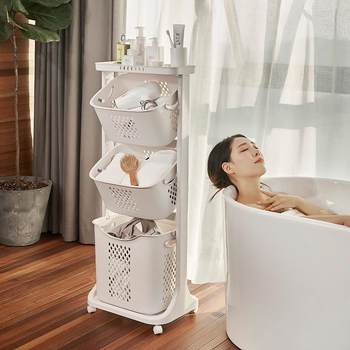 Basket extra large bathroom bathroom removable storage basket laundry basket multi-layer home trolley storage basket light band