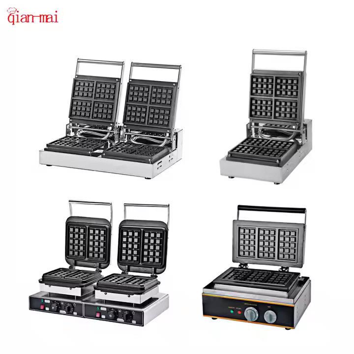 Qianmai square waffle machine commercial vertical honeycomb pancake machine square electric pancake pan rectangular waffle oven