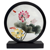 Fine Suzhou embroidery pure handmade double-sided embroidery screen Lotus and Lotus new Chinese style ornaments gift box collection for gifts