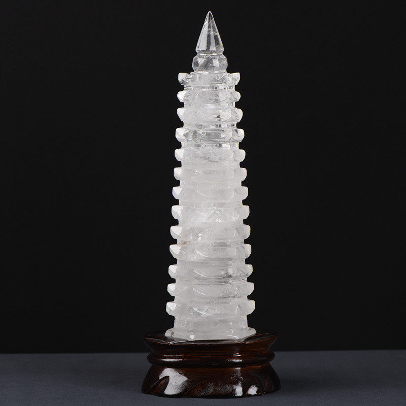 3 11 kg collection orphans natural crystal carved Wenchang Pagoda ornaments fine carving