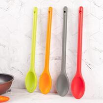 Salad with long handle spoon integrated silicone dense spoon high temperature resistant cooking spoon salad is denser and more