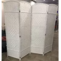 Полностью сотканный сверху вниз чисто-белого цвета (цена за один веер), одиночный веер высотой 150*шириной 40 см.