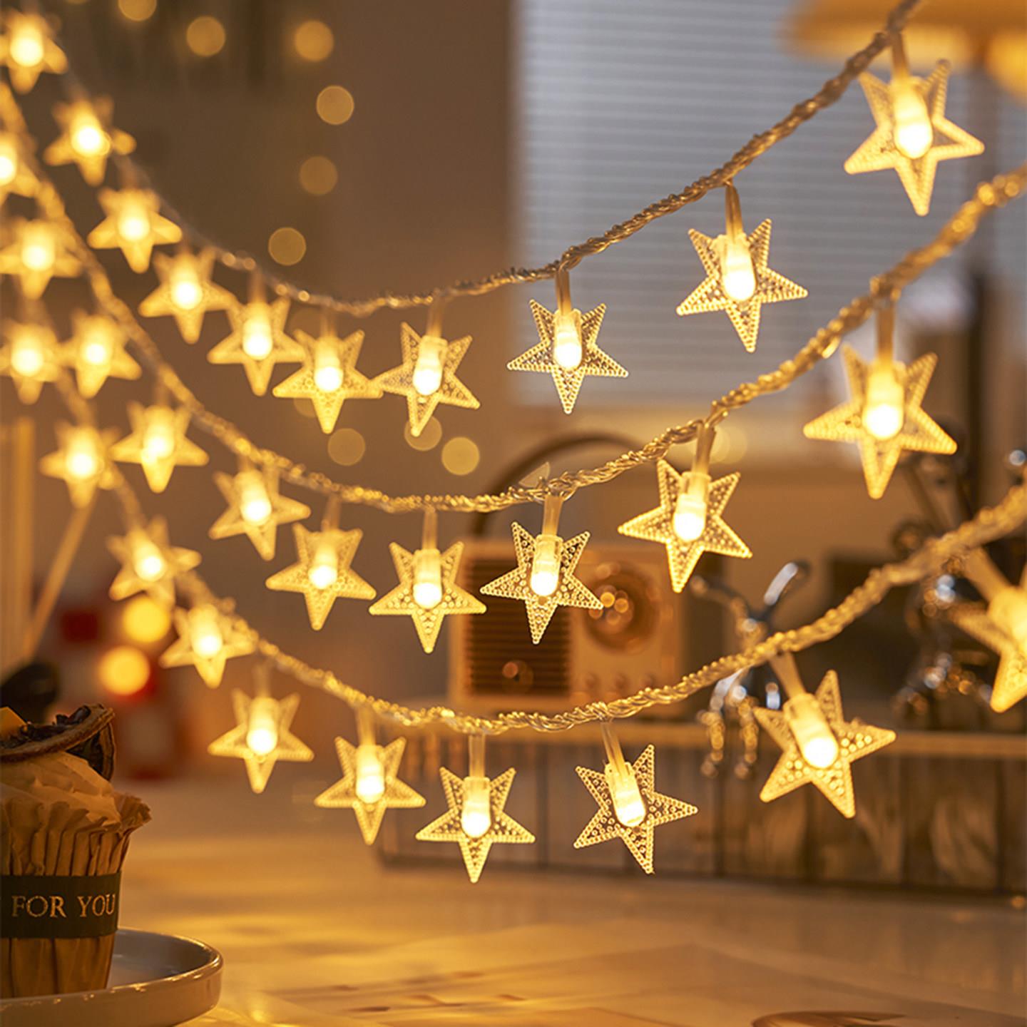 LED star lights with small colored lights flashing lights string baby's breath birthday atmosphere lights stall outdoor camping decorative lights
