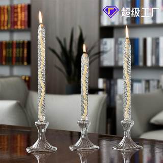 Source factory direct sales creative transparent glass candlestick candle shape oil lamp european style home decoration