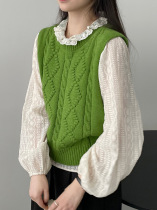 Taochuan early spring Korean style gentle round neck sweater vest for women loose layered twist knitted vest MB562