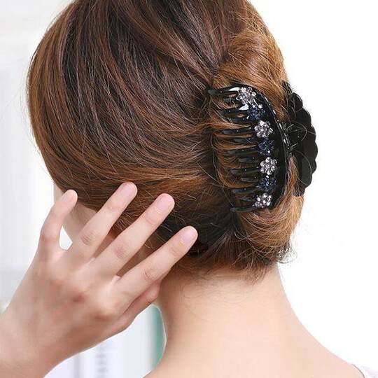 Korean-Style Double-Tooth Hair Clip, Large Size, Adult Hair Accessory, Rhinestone Hair Accessory, Elegant Ladylike Simple Ponytail Hair Clip