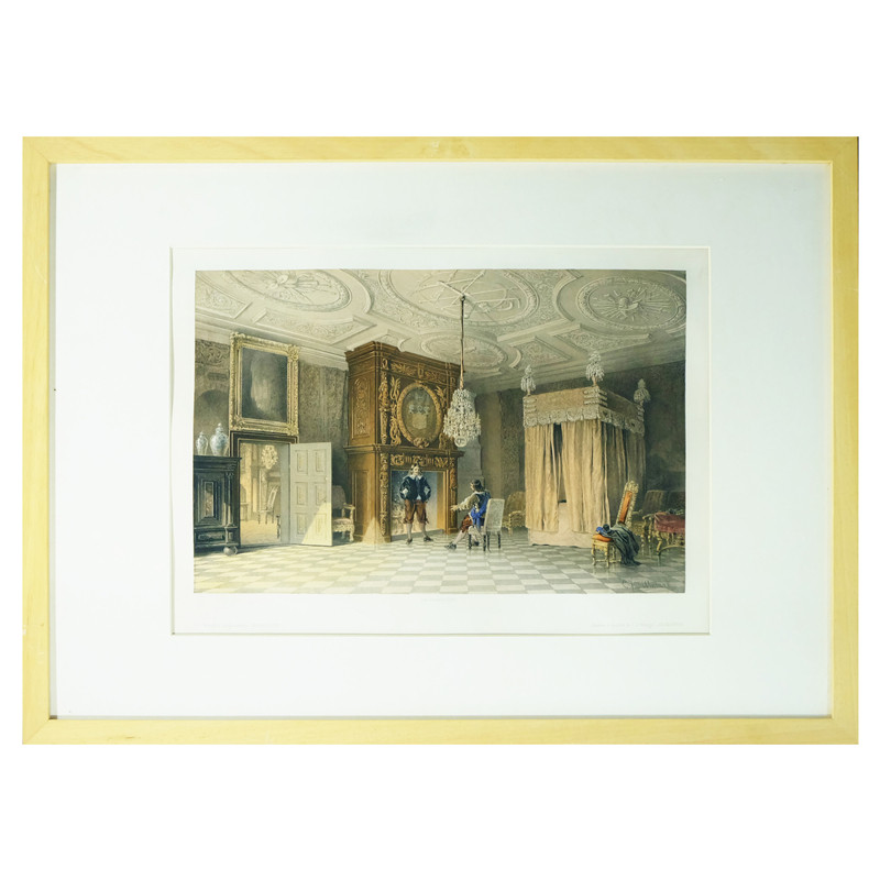 1860 Corroded and carved gravure copper engraving 