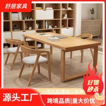 Modern simple solid wood desk home study desk office staff single computer desk and chair