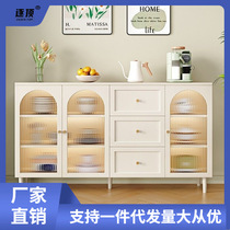 Light luxury cream style sideboard home kitchen cupboard storage storage cabinet living room tea cabinet French rattan cabinet