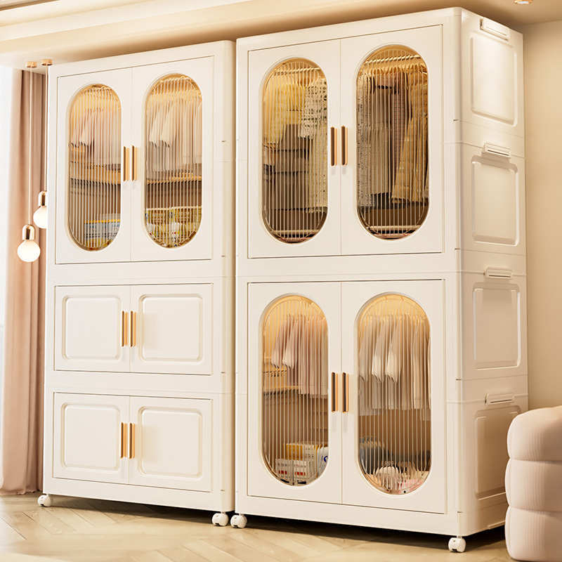 Thickened Storage Cabinet for Home Use, Bedroom Baby Wardrobe with Wheels, Multi-Layer Foldable Storage Box for Clothes and Toys Thickened Storage Cabinet for Home Use, Bedroom Baby Wardrobe with Wheels, Multi-Layer Foldable Storage Box for Clothes and Toys