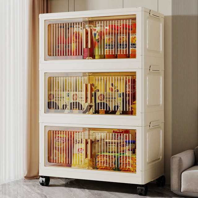 80CM wide and thick storage cabinet folding storage cabinet household multi-layer plastic snack rack clothing cabinet