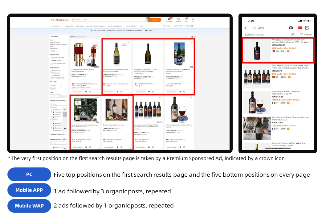 Productos promocionados mostrados mientras los compradores buscan
