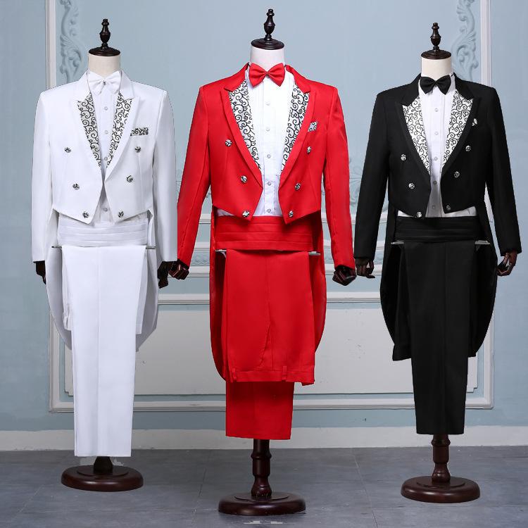 Men's Tuxedo, Men's Formal Wear, Groomsmen's Attire, Male Host's Clothing, Magician's Stage Performance Tuxedo