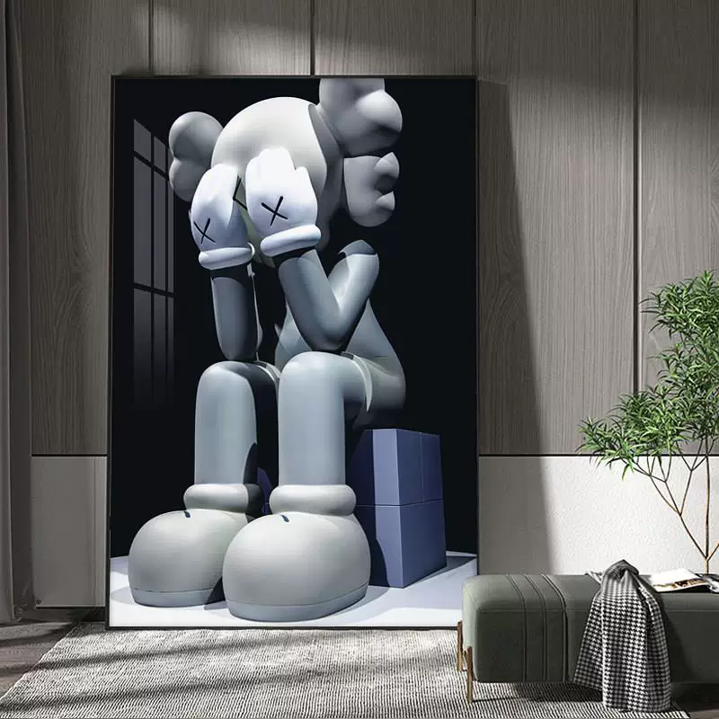 [kaws玄关挂画 画网红轻奢装饰画 画直播间卧室暴力熊客厅沙发背景]
