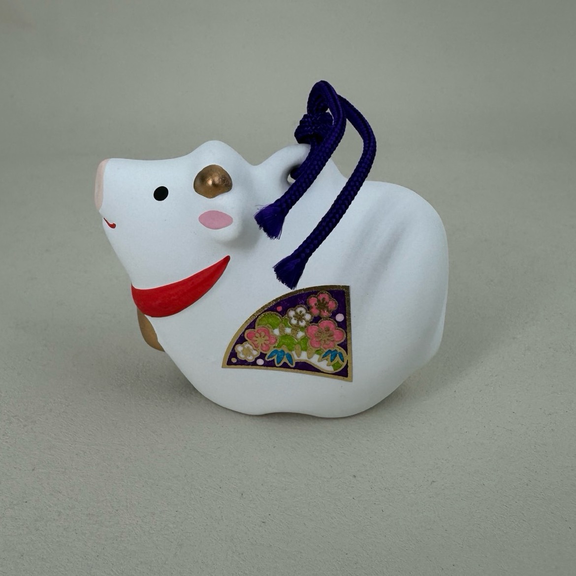 日本回流药师窑招财干支陶铃置物/牛陶土铃铛置物摆件。有盒子,-Taobao