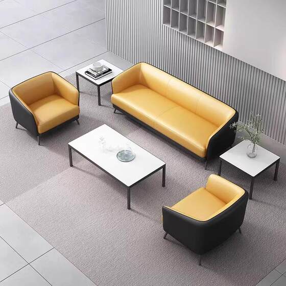 办公沙发现代简约高档三人位办公室商务接待室会客区茶几组合家具