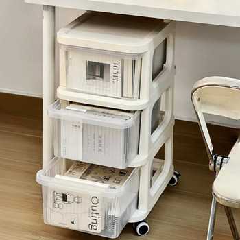 Trolley household living room bedroom bedside storage rack dormitory storage rack floor-standing movable multi-layer storage cabinet
