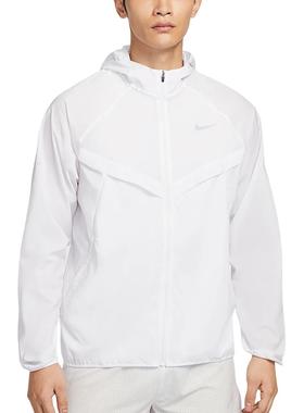 Nike Stride Repel 拒水连帽拉链插肩袖长袖夹克 男款 白色