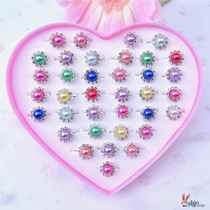 Childrens Rings Girls Baby Gift Boxes Toddler Gifts Plastic Rings Cute Cartoon Princess Gemstone Jewelry