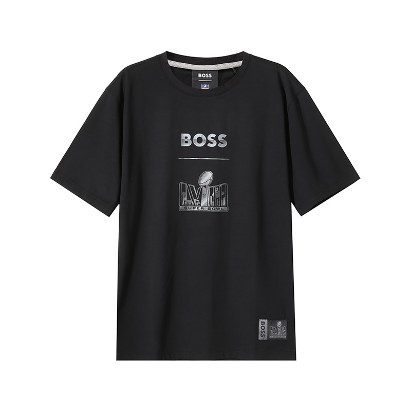 Hugo Boss x NFL SS24 Logo徽标胶印圆领休闲百搭短袖T恤男款黑色