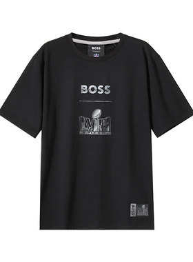 Hugo Boss x NFL SS24 Logo徽标胶印圆领休闲百搭短袖T恤男款黑色
