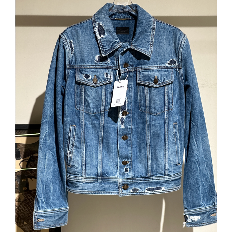 [99% New and Unused] Ysl Saint Laurent Blue Vintage-Style Denim Jacket, Trendy and Versatile