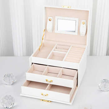 Multi-layer lockable high-end jewelry box with mirror jewelry storage box multi-functional drawer jewelry box jewelry storage box