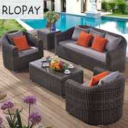 RLOPAY Nội thất ngoài trời Sofa Sofa ngoài trời kết hợp Sofa phòng khách Wicker Ghế Sofa Sofa Mây mây - Nội thất siêu thị