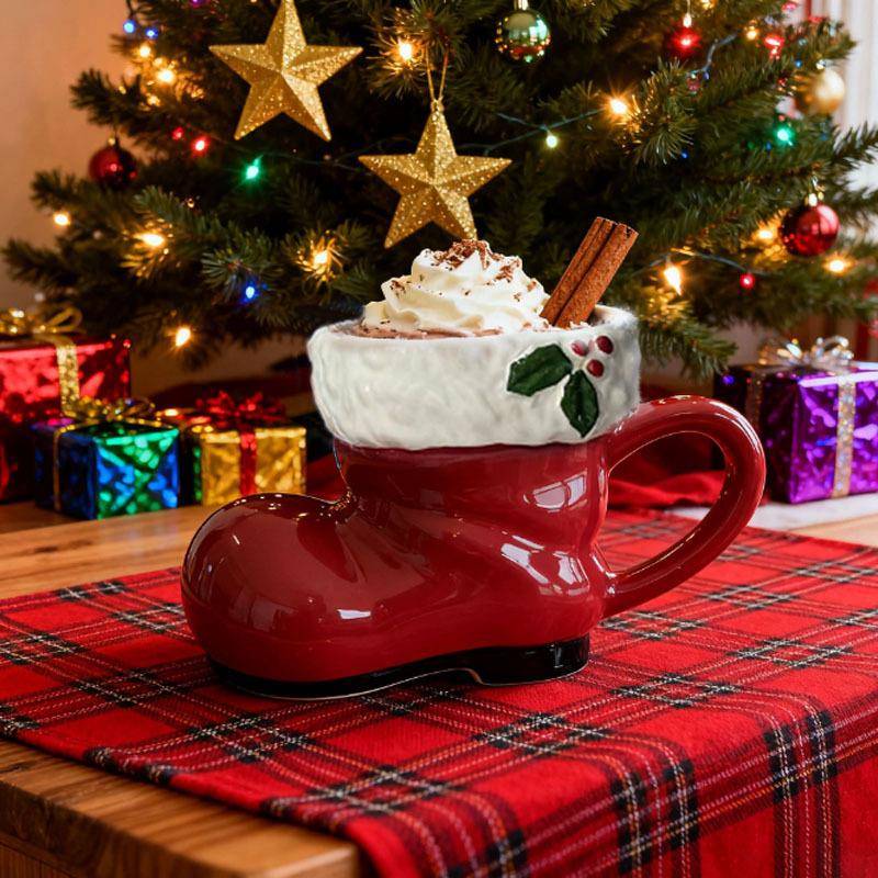 Creative Halloween Christmas Easter Gifts Embossed Christmas Shoe Ceramic Cup Retro Cute Holiday Mug