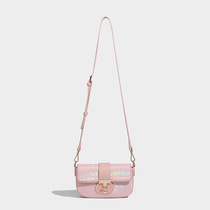 High-end texture pink armpit bag for women 2023 new versatile chain crossbody small square bag niche single shoulder baguette bag