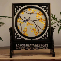 Su embroidery pure hand embroidery purple sandalwood double-sided embroidery ornament Golden Leaf new Chinese style craft gift