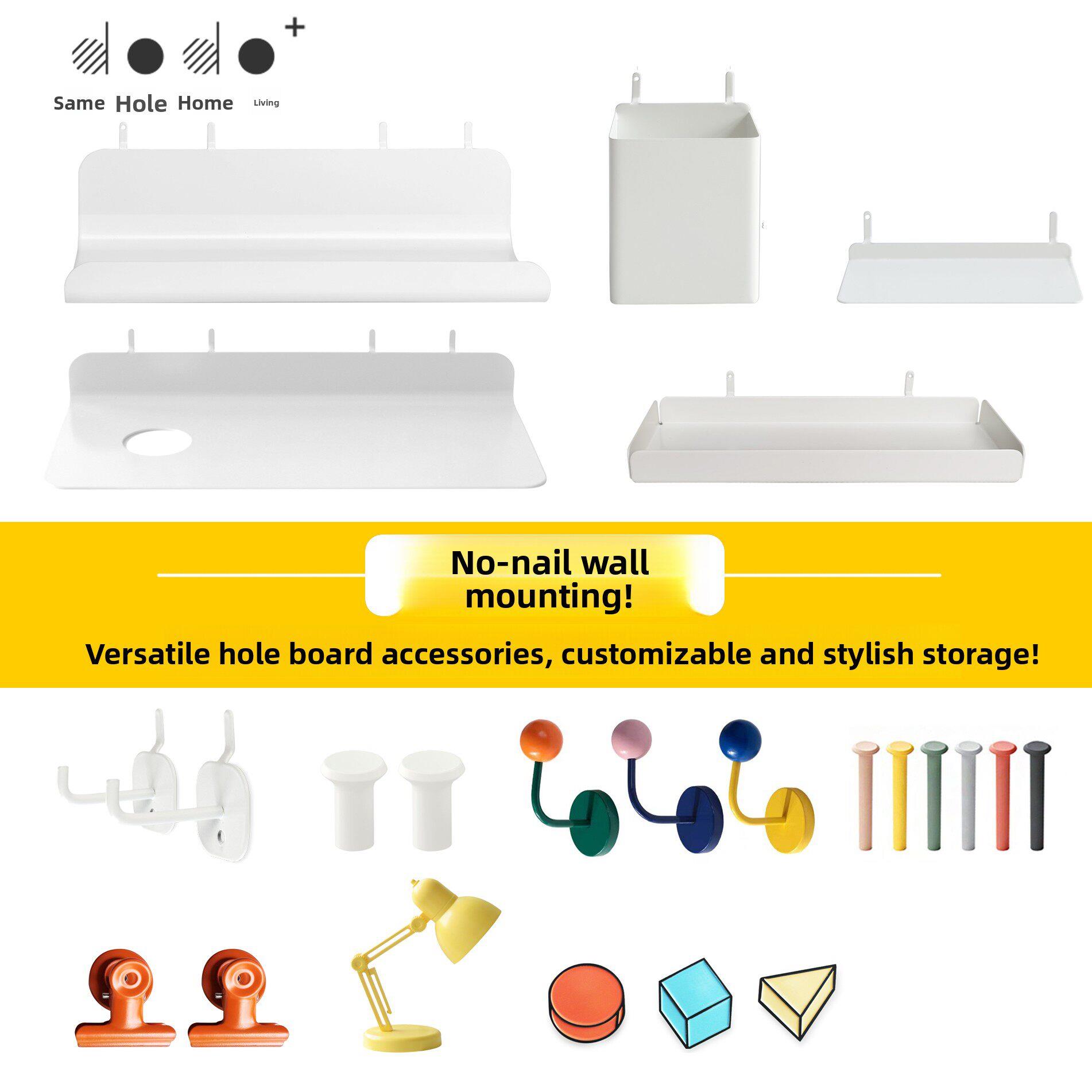 Hole board, nail-free box installation, storage accessories rack with simple pen holder multi-function partition rack