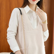 22 wool knitted womens vest large V-neck loose pullover sweater casual versatile jacquard simple cardigan