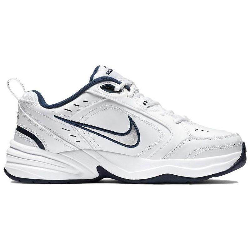 Nike White Navy cow split leather retro classic non-slip low top dad shoes men's blue and white