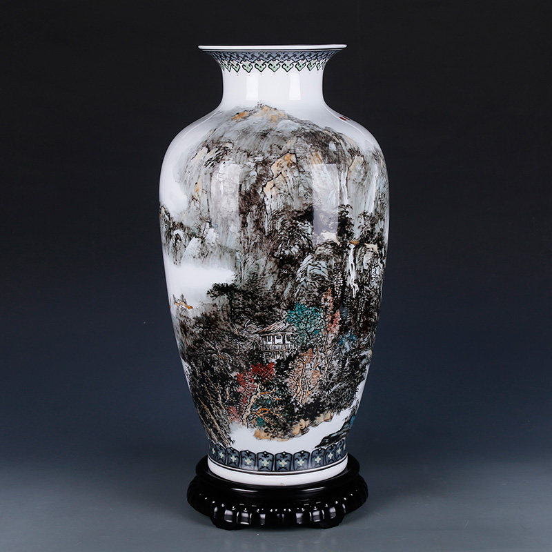 Collection gift strength Landscape painting pottery master Provincial beauty master Yang Jun hand-painted vase ornaments