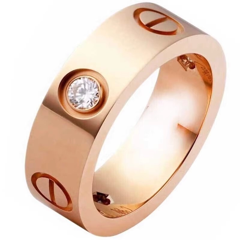[9.9 New] Cartier Rose Gold Wide Band 3 Diamond Ring Size 57 Unisex Model