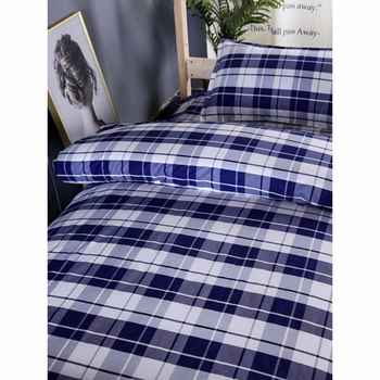 Blue and white plaid bed sheet quilt cover three-piece set junior and senior high school student dormitory single bedding quilt set six pieces 1