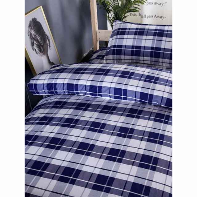 Blue and white plaid bed sheet quilt cover three-piece set junior and senior high school student dormitory single bedding quilt set six pieces 1