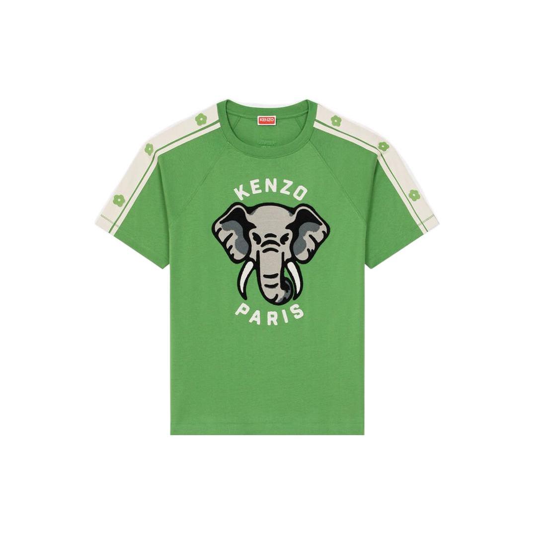 KENZO SS23 撞色休闲卡通图案印花圆领套头短袖T恤 男款 绿色