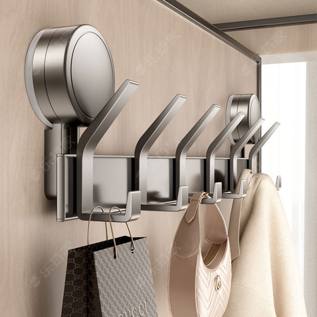 Suction cup door hook without hole punching hanger bedroom clothes hooks, a row of wall-mounted strong storage racks