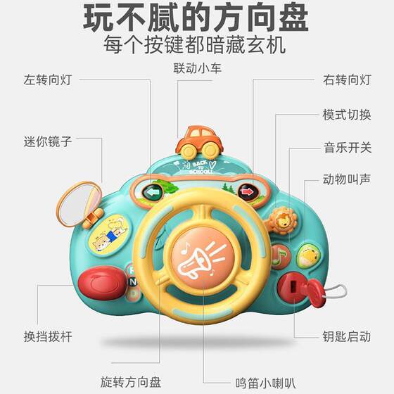 Sound and Light Model Children's Rear Passenger Steering Wheel Toy for One-Year-Old Early Education Car Infant Simulation