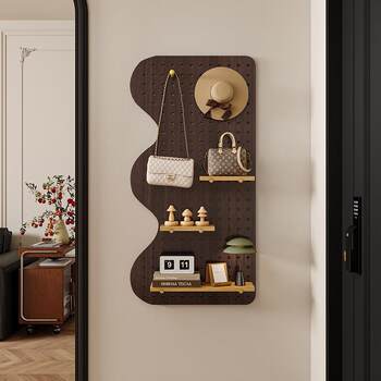 Solid wood hole board custom entrance wall hanging clothes rack storage rack entry partition storage layer shelf wall display