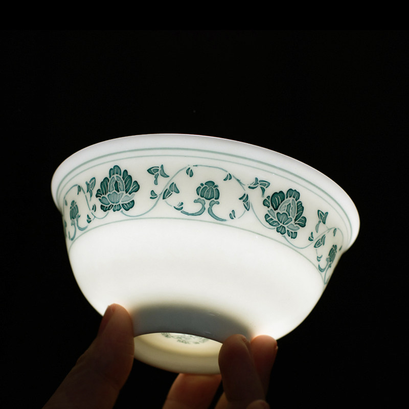 Old Porcelain Collection Department 60s Drop Waterhole with porcelain Hongjiang Ball Clay Mineral Paint Pure Hand Painted Green Flower Bowl