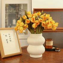 New silk bell cloth puff orchid bouquet home decoration real decoration puff bouquet simple wedding bridal bouquet cross-border