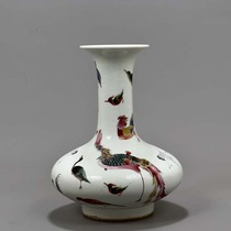 GWB1273 old collection Qing Guangxu style pastel bird pattern vase